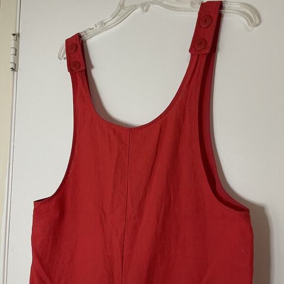 Anthropologie Corey Lynn Calter Adeline Romper Coral Red Linen medium - Picture 3 of 7
